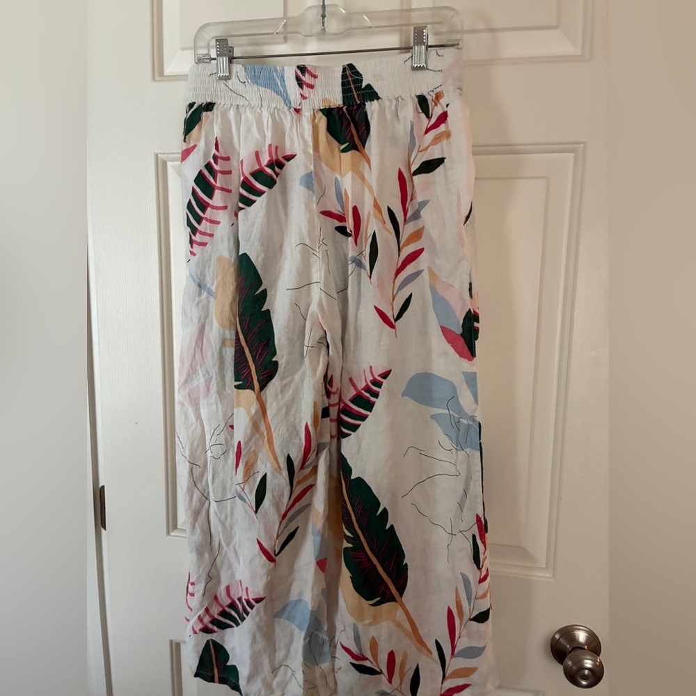 100% Line Women's White Tropical Print Wide leg pants - Picture 8 of 11